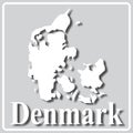 Gray icon with white silhouette of a map Denmark