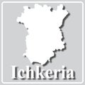 Gray icon with white silhouette of a map Ichkeria Royalty Free Stock Photo