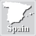 Gray icon with white silhouette of a map Spain