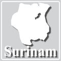 Gray icon with white silhouette of a map Surinam