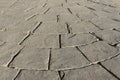 Stamped concrete pavement outdoor, mimics cobblestones circular pattern with waves, decorative appearance colors and Royalty Free Stock Photo