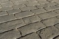 Stamped concrete pavement outdoor, mimics cobblestones pattern, decorative appearance colors and textures of paving Royalty Free Stock Photo