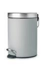 Gray steel foot pedal waste bin