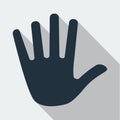 Gray Stop hand icon isolated on background. Modern flat pictogram, business, marketing, internet concept. Trendy Simple vector Royalty Free Stock Photo