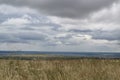 Gray storm clouds in the steppe before the hurricane