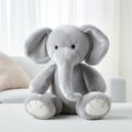 Plush Gray Elephant On White Table - Norwegian Nature Inspired