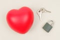 On the gray surface are - heart, lock and keys. Royalty Free Stock Photo