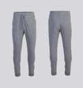 Gray sweatpants Front and back view isolated on white Royalty Free Stock Photo