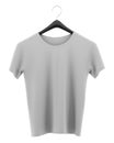 Gray t-shirt on clothing hanger isolated on white Royalty Free Stock Photo