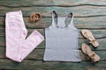 Gray tank top and pants. Royalty Free Stock Photo