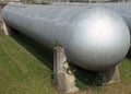 Gray tanks for the storage of natural gas in power plant Royalty Free Stock Photo