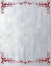 Elegant Gray Linen Texture Background with Intricate Maroon Scrollwork Border Royalty Free Stock Photo