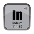 Gray In tile. Indium 114.82 label. Number 49 icon. Vector chemistry shape. Royalty Free Stock Photo