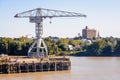 The gray Titan crane on the island of Nantes, France, and the \