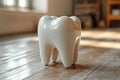 A gray tooth sculpture features a prominent T shape, expertly crafted using 3D modeling software Royalty Free Stock Photo