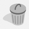 Gray trash can isometric icon