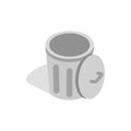 Gray trash can with open lid icon