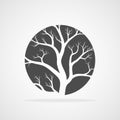 Gray tree round icon. Vector illustration