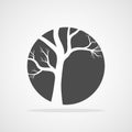 Gray tree round icon. Vector illustration