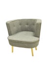 Gray upholstered armchair.