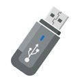 Gray usb flash drive with blue indicator and transparent background Royalty Free Stock Photo