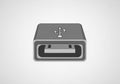 Gray USB port icon on a light background. Features a classic USB Royalty Free Stock Photo