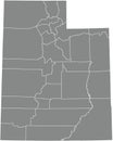 Gray counties map of Utah, USA