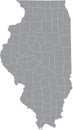 Gray counties map of Illinois, USA Royalty Free Stock Photo