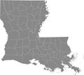 Gray counties map of Louisiana, USA Royalty Free Stock Photo