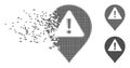 Destructed Pixel Halftone Warning Map Marker Icon Royalty Free Stock Photo
