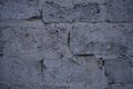 A gray wall of large blocks. Grey cinder block. The wall of an industrial building Royalty Free Stock Photo