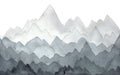 Gray watercolor landscape with mist mountains Royalty Free Stock Photo