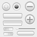 Gray web buttons. Push buttons and sliders