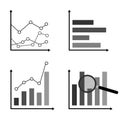 Gray white black diagrams and graphs icon set business vector