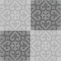 Gray white bright seamless grunge worn vintage retro geometric square mosaic motif cement tiles texture background