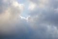 Gray and white fluffy clouds. Cloudy sky. White and gray background texture