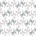 Gray white twig grass with berry seamless pattern vector illustration