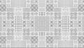 Gray white vintage retro geometric square rectangle mosaic stamp art motif cement tiles flower blossom print texture background