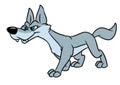 Gray wolf animal character cartoon illustration isolated image