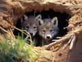 Ai Generated illustration Wildlife Concept of Gray wolf cubs Royalty Free Stock Photo