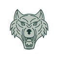 Gray Wolf Head Mono Line Royalty Free Stock Photo