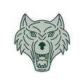 Gray Wolf Head Mono Line