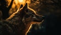 Gray wolf howling in autumn forest night generated by AI Royalty Free Stock Photo