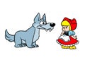 Gray wolf little red riding hood characters fairy tale cartoon illustration Royalty Free Stock Photo