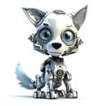 Gray wolf robot, robotic animal isolated over white background. Created with generative Ai Royalty Free Stock Photo