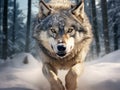 Gray Wolf Running  Made With Generative AI illustration Royalty Free Stock Photo