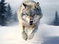 Gray Wolf Running  Made With Generative AI illustration Royalty Free Stock Photo