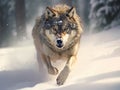 Gray Wolf Running  Made With Generative AI illustration Royalty Free Stock Photo