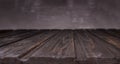 Gray wood table dark background,empty dark cement wall room and grey old rough wooden floor perspective interior,well be use for Royalty Free Stock Photo