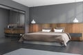 Gray and wooden bedroom corner Royalty Free Stock Photo